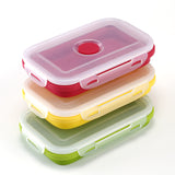 Factory Portable Heated Silicone Foldable Food Storage Container Kids Bento Collapsible Silicone Folding Food Lunch Box