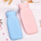 Factory Custom High Quality Eco-Friendly Silicone Hot Water Bag Large Size with Flannel Cover Cute Hand Warmer  Water Rubber Bottles