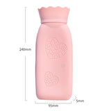 Factory Custom High Quality Eco-Friendly Silicone Hot Water Bag Large Size with Flannel Cover Cute Hand Warmer  Water Rubber Bottles