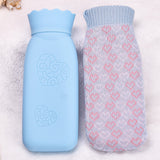 Factory Custom High Quality Eco-Friendly Silicone Hot Water Bag Large Size with Flannel Cover Cute Hand Warmer  Water Rubber Bottles