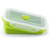 Factory Portable Heated Silicone Foldable Food Storage Container Kids Bento Collapsible Silicone Folding Food Lunch Box