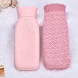 Factory Custom High Quality Eco-Friendly Silicone Hot Water Bag Large Size with Flannel Cover Cute Hand Warmer  Water Rubber Bottles