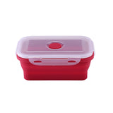 Factory Portable Heated Silicone Foldable Food Storage Container Kids Bento Collapsible Silicone Folding Food Lunch Box