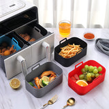 Factory Rectangular Reusable Silicone Air Fryer Liners Non-stick Silicone Baking Basket Silicone Air Fryer Liner for ninja dual