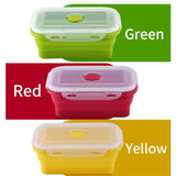 Factory Portable Heated Silicone Foldable Food Storage Container Kids Bento Collapsible Silicone Folding Food Lunch Box