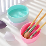 Factory 3-In-1 Makeup brush Cleaning Bowl Silicone Powder Storage Rack Makeup Brush Drying Tool Set Cleaning Makeup Brushes