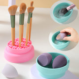 Factory 3-In-1 Makeup brush Cleaning Bowl Silicone Powder Storage Rack Makeup Brush Drying Tool Set Cleaning Makeup Brushes