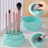 Factory 3-In-1 Makeup brush Cleaning Bowl Silicone Powder Storage Rack Makeup Brush Drying Tool Set Cleaning Makeup Brushes