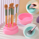 Factory 3-In-1 Makeup brush Cleaning Bowl Silicone Powder Storage Rack Makeup Brush Drying Tool Set Cleaning Makeup Brushes